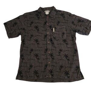 Columbia Hawaiian‎ Floral Fish Print Button Up Black Short Sleeve Mens Medium